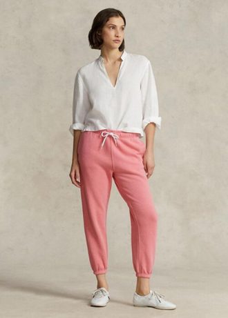 Rosa Ralph Lauren fleecefriidrottsbyxor för kvinnor