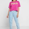 Rosa Ralph Lauren grafiska T-shirts med rund hals för kvinnor