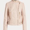 Rosa Ralph Lauren Lammskinn Moto-jackor för kvinnor Rosa Ralph Lauren Lammskinn Moto-jackor för kvinnor