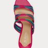 Rosa Ralph Lauren Lorraine-randsandaler i nappaläder för kvinnor Rosa Ralph Lauren Lorraine-randsandaler i nappaläder för kvinnor