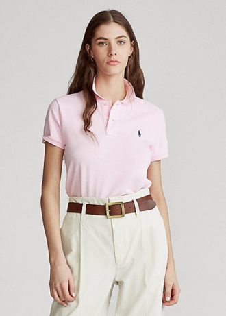 Rosa Ralph Lauren Pikétröjor med mesh i klassisk passform för kvinnor Rosa Ralph Lauren Pikétröjor med mesh i klassisk passform för kvinnor