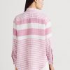 Rosa Ralph Lauren randiga överdimensionerade linneskjortor för kvinnor Rosa Ralph Lauren randiga överdimensionerade linneskjortor för kvinnor