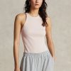 Rosa Ralph Lauren ribbad bomullslinnen för kvinnor Rosa Ralph Lauren ribbad bomullslinnen för kvinnor