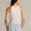 Rosa Ralph Lauren ribbad bomullslinnen för kvinnor Rosa Ralph Lauren ribbad bomullslinnen för kvinnor