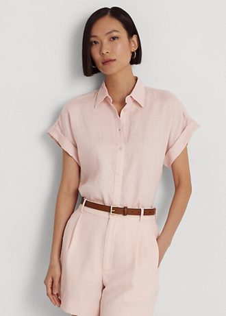 Rosa Ralph Lauren skjortor i linne Dolman-ärmar för kvinnor