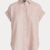 Rosa Ralph Lauren skjortor i linne Dolman-ärmar för kvinnor Rosa Ralph Lauren skjortor i linne Dolman-ärmar för kvinnor