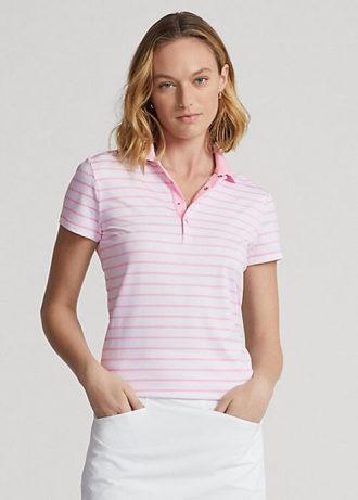 Rosa Ralph Lauren skräddarsydda pikétröjor i passform för kvinnor