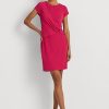 Rosa Ralph Lauren Stretch Jersey kortärmad klänning för kvinnor Rosa Ralph Lauren Stretch Jersey kortärmad klänning för kvinnor