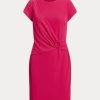 Rosa Ralph Lauren Stretch Jersey kortärmad klänning för kvinnor Rosa Ralph Lauren Stretch Jersey kortärmad klänning för kvinnor