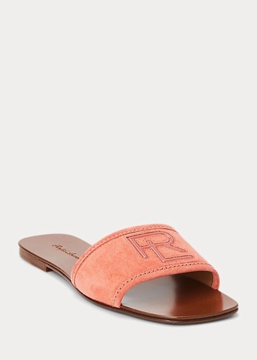 Rose Ralph Lauren Andela sandaler i kalvmocka för kvinnor Rose Ralph Lauren Andela sandaler i kalvmocka för kvinnor