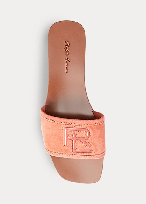 Rose Ralph Lauren Andela sandaler i kalvmocka för kvinnor Rose Ralph Lauren Andela sandaler i kalvmocka för kvinnor