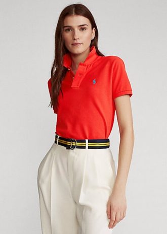 Rose Ralph Lauren Pikétröjor med mesh i klassisk passform för kvinnor