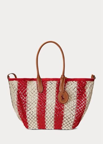 Ruby/Natural Dam Ralph Lauren Randiga vävda Stora Bellport Tygpåsar