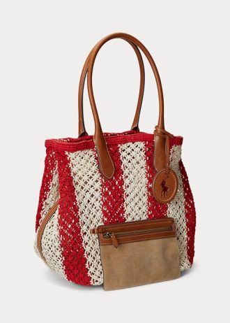 Ruby/Natural Dam Ralph Lauren Randiga vävda Stora Bellport Tygpåsar
