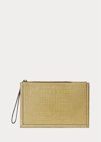 Sand Ralph Lauren handväska med präglat läderkuvert för kvinnor