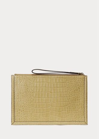 Sand Ralph Lauren handväska med präglat läderkuvert för kvinnor