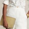 Sand Ralph Lauren handväska med präglat läderkuvert för kvinnor