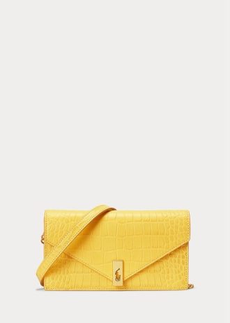 Senap dam Ralph Lauren Polo ID Croc-präglade kedjeplånböcker