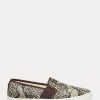 Snake, Ralph Lauren Jinny Slip-On Sneakers i läderpräglat, dam Snake, Ralph Lauren Jinny Slip-On Sneakers i läderpräglat, dam