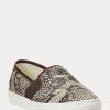 Snake, Ralph Lauren Jinny Slip-On Sneakers i läderpräglat, dam Snake, Ralph Lauren Jinny Slip-On Sneakers i läderpräglat, dam