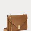 Solbrända dam Ralph Lauren Polo ID kalvskinnskuvert Crossbody-väskor