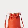 Sunset Orange Dam Ralph Lauren Läder Små Bellport Bucket Bags