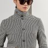 Svart / Cream Ralph Lauren Cartwright Houndstooth ullblandningsjackor för kvinnor Svart / Cream Ralph Lauren Cartwright Houndstooth ullblandningsjackor för kvinnor