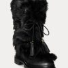 Svart dam Ralph Lauren Celia Shearling & Stövlar i polerat läder Svart dam Ralph Lauren Celia Shearling & Stövlar i polerat läder