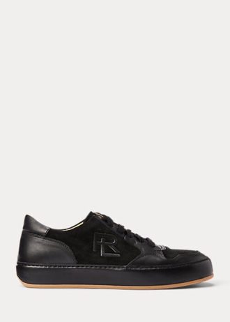 Svart dam Ralph Lauren Jinett Mocka & Läder Low-Top Sneakers