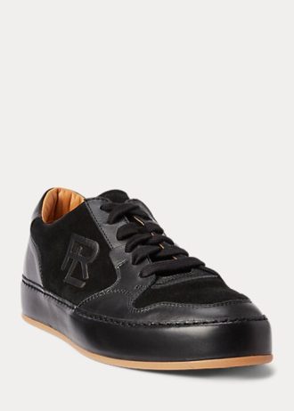 Svart dam Ralph Lauren Jinett Mocka & Läder Low-Top Sneakers