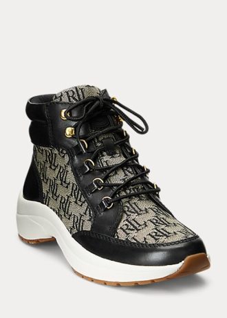 Svart/grå dam Ralph Lauren Rylee Monogram Jacquard High-Top Sneakers