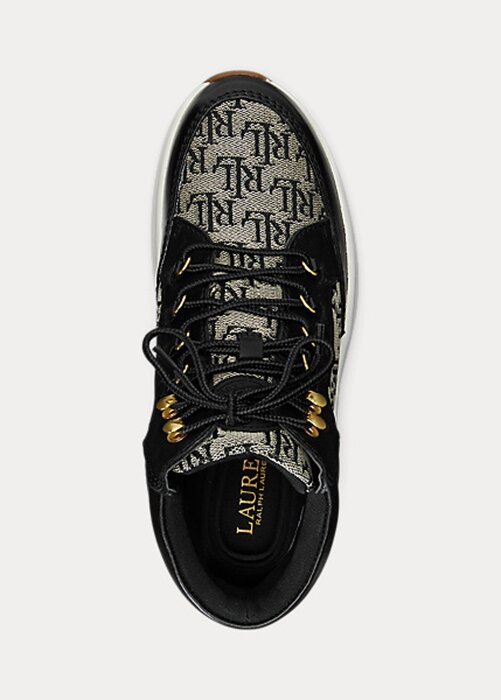 Svart/grå dam Ralph Lauren Rylee Monogram Jacquard High-Top Sneakers Svart/grå dam Ralph Lauren Rylee Monogram Jacquard High-Top Sneakers