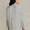 Svart/gräddfärgad dam Ralph Lauren Oversize randiga satinskjortor Svart/gräddfärgad dam Ralph Lauren Oversize randiga satinskjortor