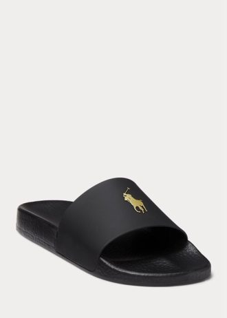 Svart / guld herr Ralph Lauren signatur ponnytofflor Svart / guld herr Ralph Lauren signatur ponnytofflor