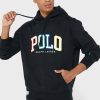 Svart luvtröja med Ralph Lauren logotyp för män Svart luvtröja med Ralph Lauren logotyp för män