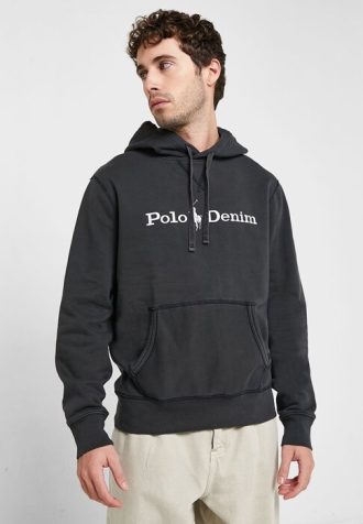 Svart luvtröja med Ralph Lauren logotyp för män