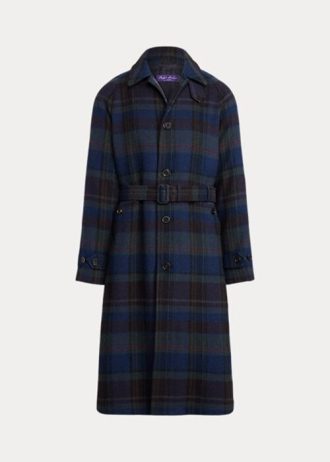 Svart / Nacy Herr Ralph Lauren Rutig Ull Twill Balmacaan Topcoat Coats