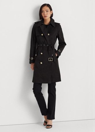 Svart Ralph Lauren dubbelknäppt bomullsblandning för kvinnor Svart Ralph Lauren dubbelknäppt bomullsblandning för kvinnor