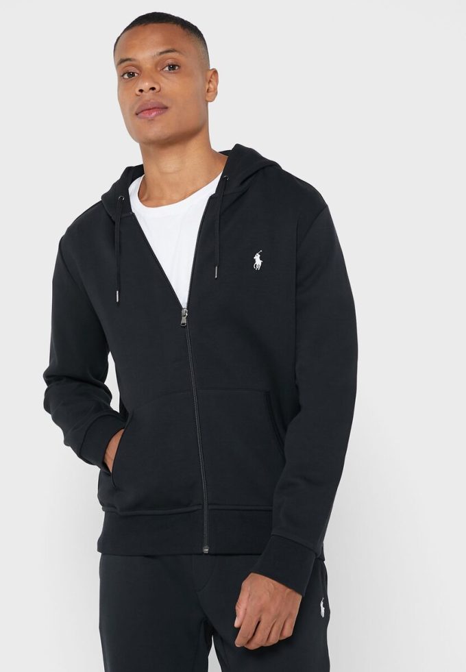 Svart Ralph Lauren Essential-huvtröja för män Svart Ralph Lauren Essential-huvtröja för män