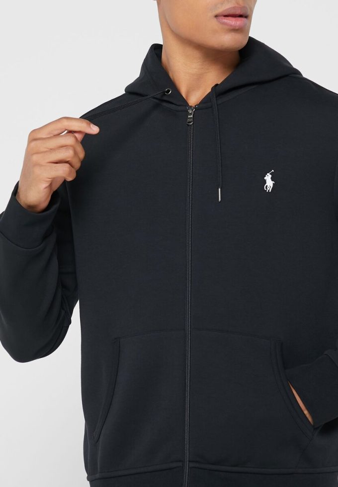Svart Ralph Lauren Essential-huvtröja för män Svart Ralph Lauren Essential-huvtröja för män