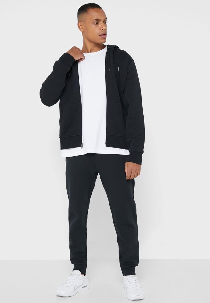 Svart Ralph Lauren Essential-huvtröja för män Svart Ralph Lauren Essential-huvtröja för män