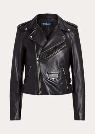 Svart Ralph Lauren för kvinnor Tillverkad med fullnarv, smidigt fårskinn, denna lyxiga upprepning av Polos moto kanaliserar en downtown-vibe och frisinnad stil. Jackor