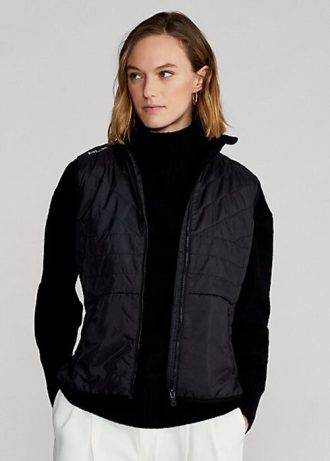 Svart Ralph Lauren Hybrid Mockneck dragkedja för kvinnor