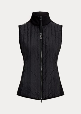 Svart Ralph Lauren Hybrid Performance-väst med full dragkedja för kvinnor