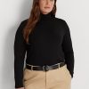 Svart Ralph Lauren Jersey-tröja med turtleneck för kvinnor Svart Ralph Lauren Jersey-tröja med turtleneck för kvinnor