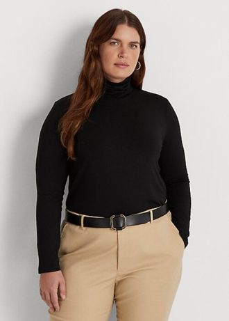 Svart Ralph Lauren Jersey-tröja med turtleneck för kvinnor