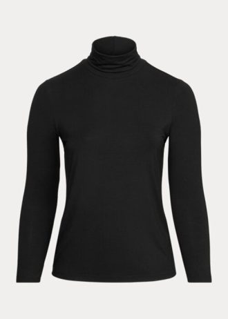 Svart Ralph Lauren Jersey-tröja med turtleneck för kvinnor