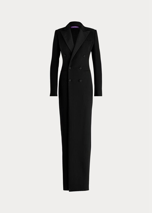 Svart Ralph Lauren Kristian Silk Cady Klänning för kvinnor Svart Ralph Lauren Kristian Silk Cady Klänning för kvinnor