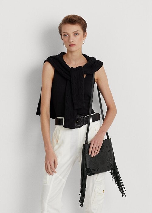Svart Ralph Lauren Läder Medium Elaina Crossbody-väskor för kvinnor Svart Ralph Lauren Läder Medium Elaina Crossbody-väskor för kvinnor