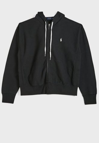 Svart Ralph Lauren-logotyp Luvtröja med dragsko för kvinnor